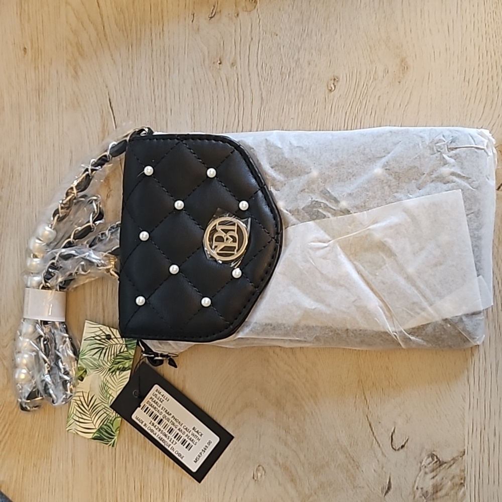 Badgley Mischka Quilted Faux Leather & Faux Pearl Phone Case